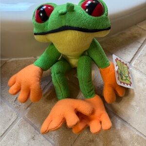 RAINFOREST Cafe Vibrant Green and Orange Frog Plush